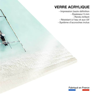 Tableau vacances lagon bleu et pirogue  Tableau plexiglas