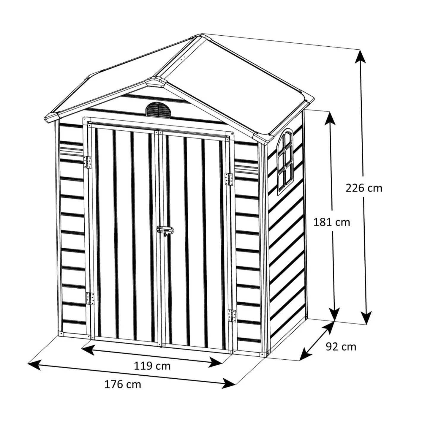 Abri de jardin résine beige Trigano 1,61 m² + kit d'ancrage