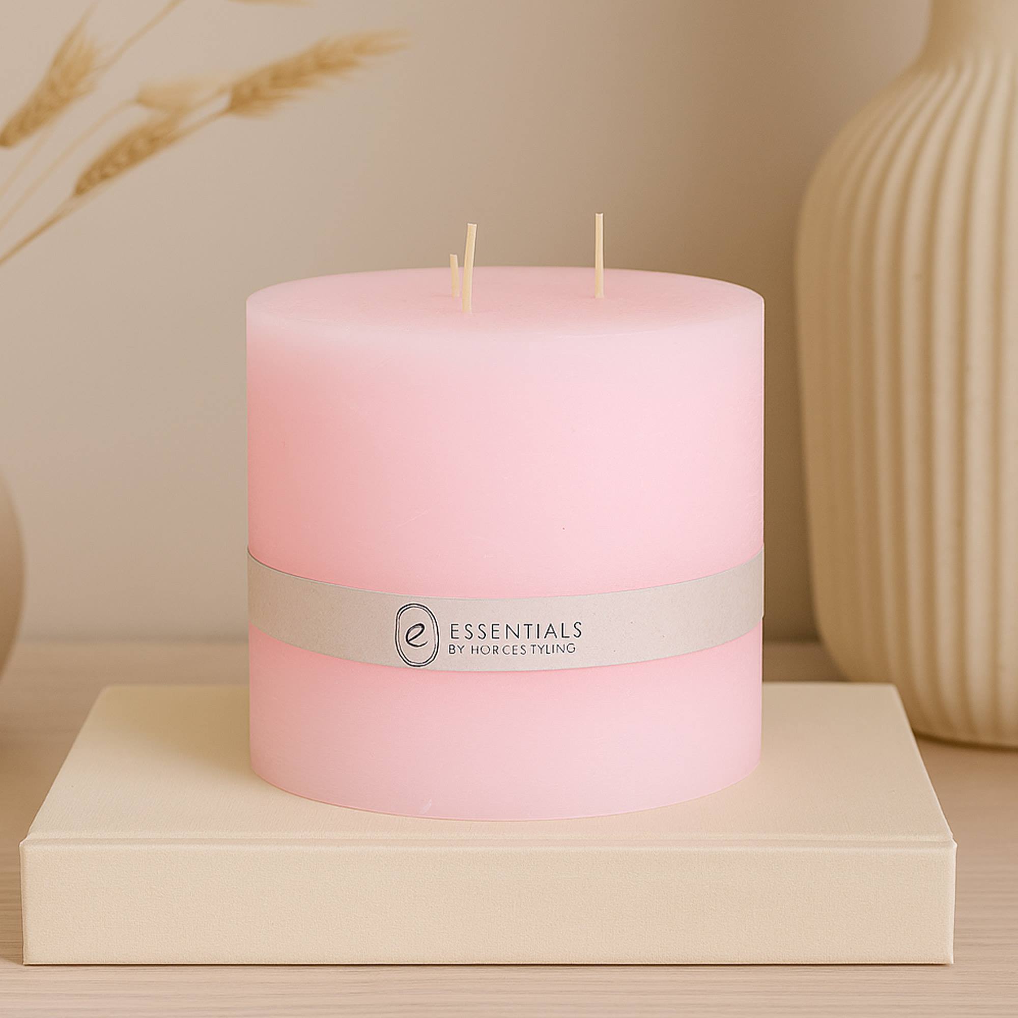 Vela Pilar Rosa Ø14x14cm con 75h de combustión