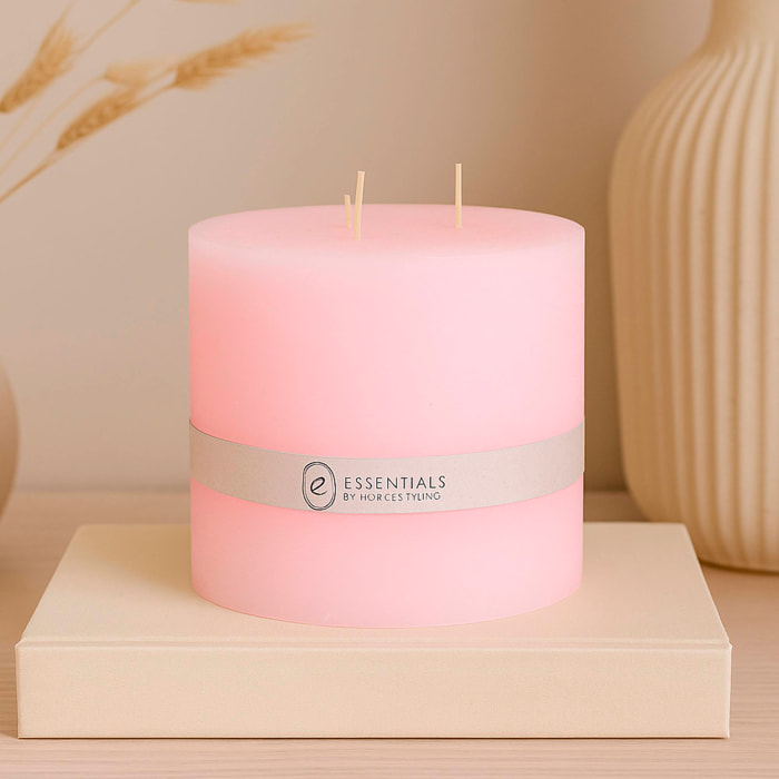 Vela Pilar Rosa Ø14x14cm con 75h de combustión