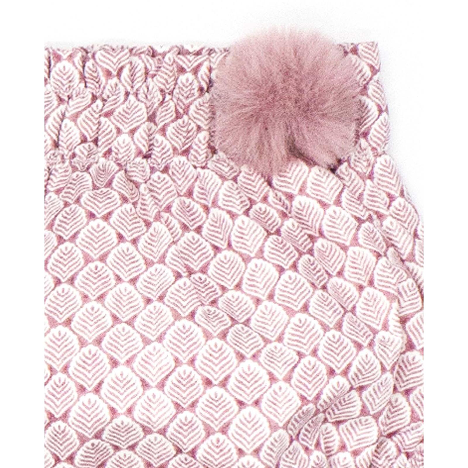 Ranita estampada con hojas malva con pómpon pelo ecológico