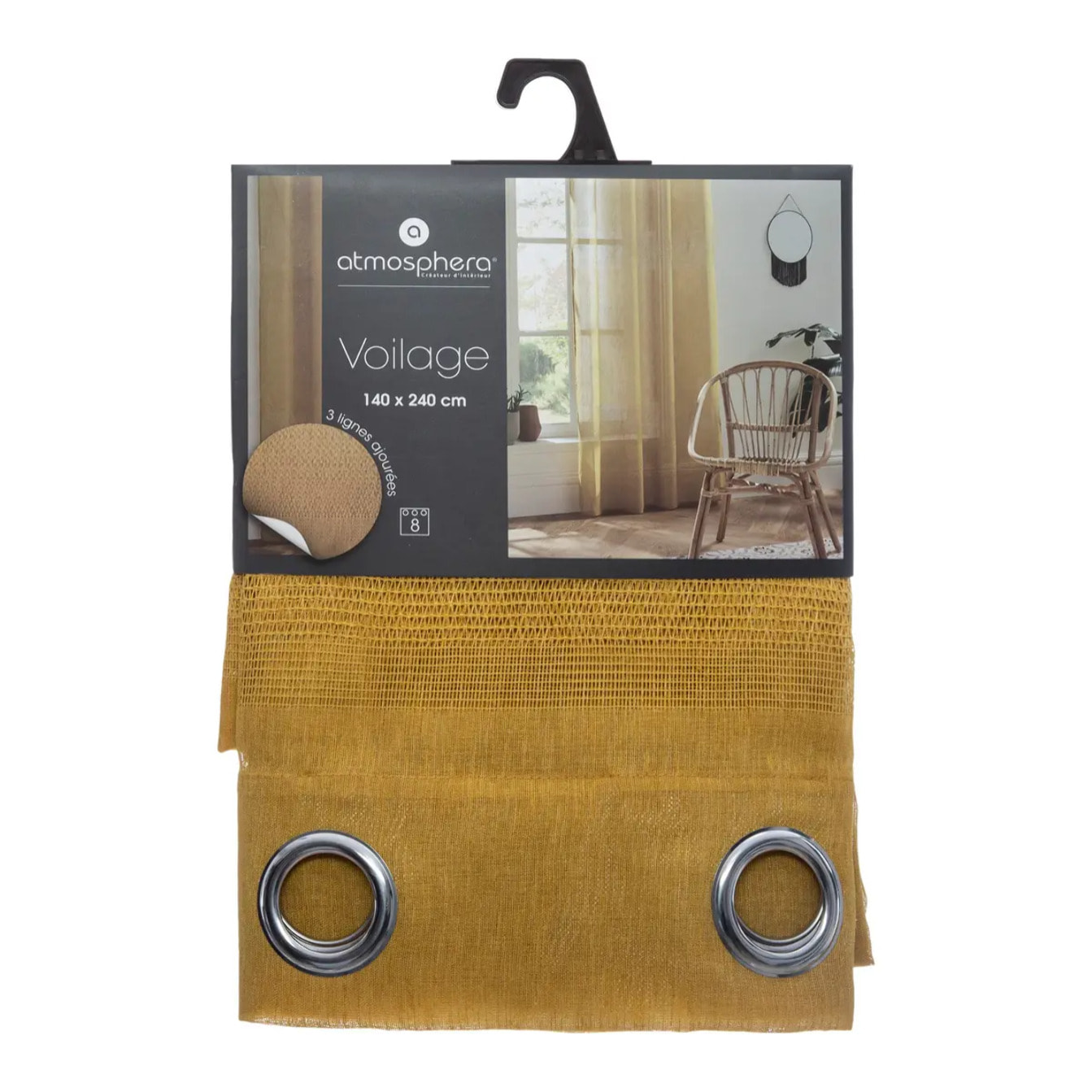 Voilage jaune moutarde 140x240cm