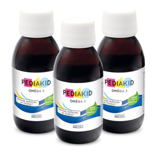 PEDIAKID - Complément Alimentaire Naturel Pediakid Oméga 3 - Formule Exclusive au Sirop d'Agave - Riche en DHA - Favorise le Bon Fonctionnement du Cerveau - Goût Citron-Cola - Lot de 3 Flacons 125 ml