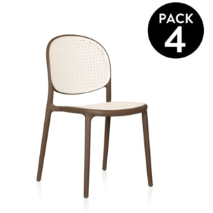 Pack 4 sillas de exterior Klux Taupé - rattan