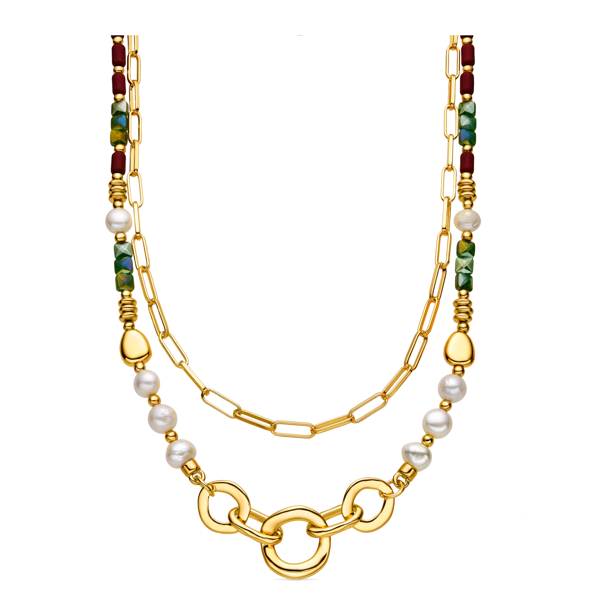 Collar con Perla Blanca acabado oro 18k