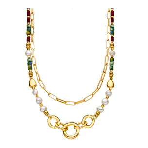 Collar con Perla Blanca acabado oro 18k