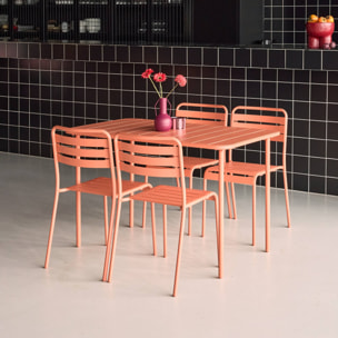 Table de jardin métal + 4 assises AMÉLIA