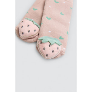 Calzini termici sensoriali per neonato con sonaglio rosa