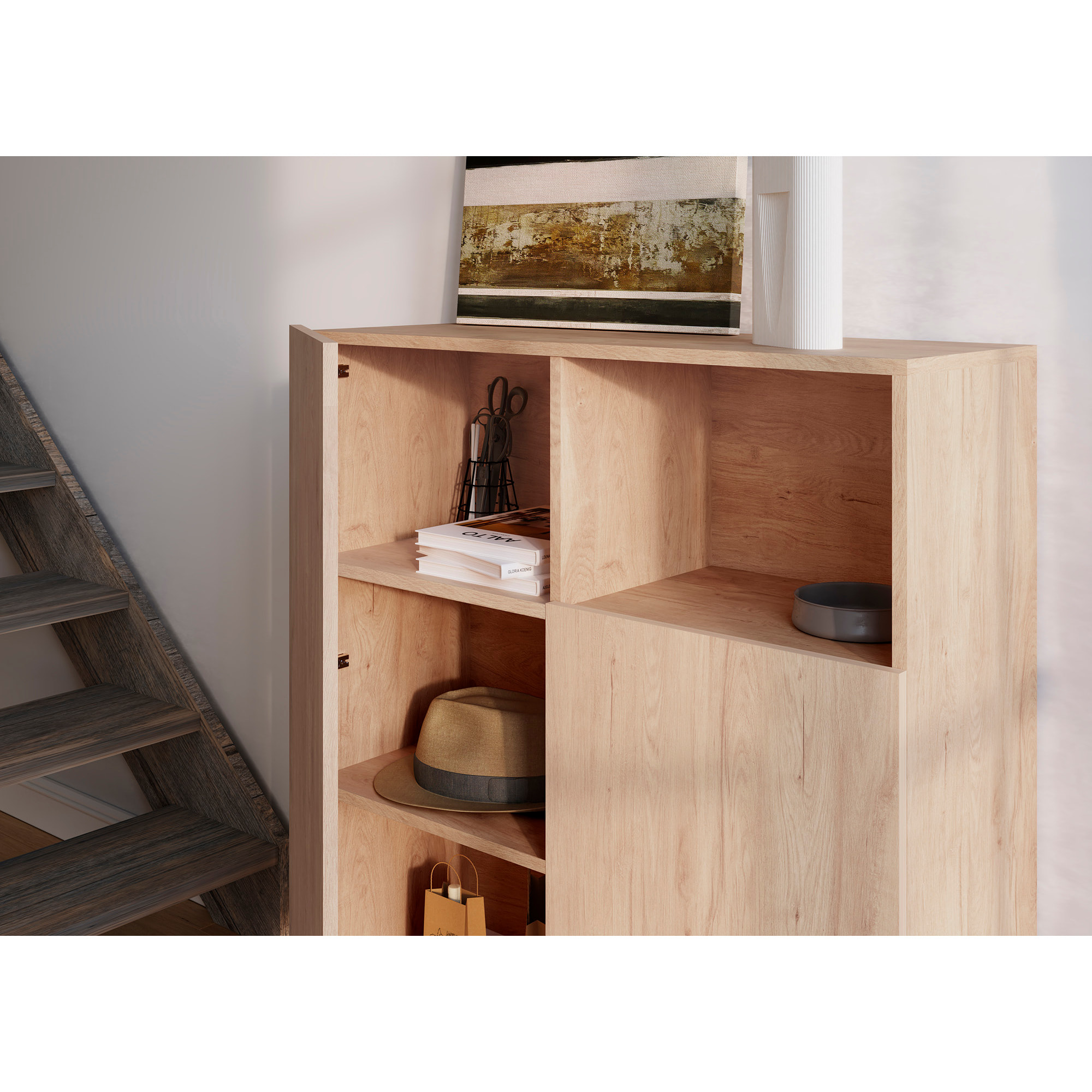 Aparador 1 hueco Printed roble 110x90x34 cm