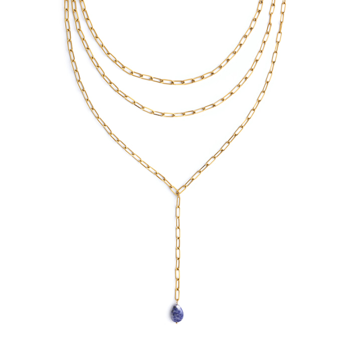 Collana Triple Chic Drop Acciao Placcato Oro