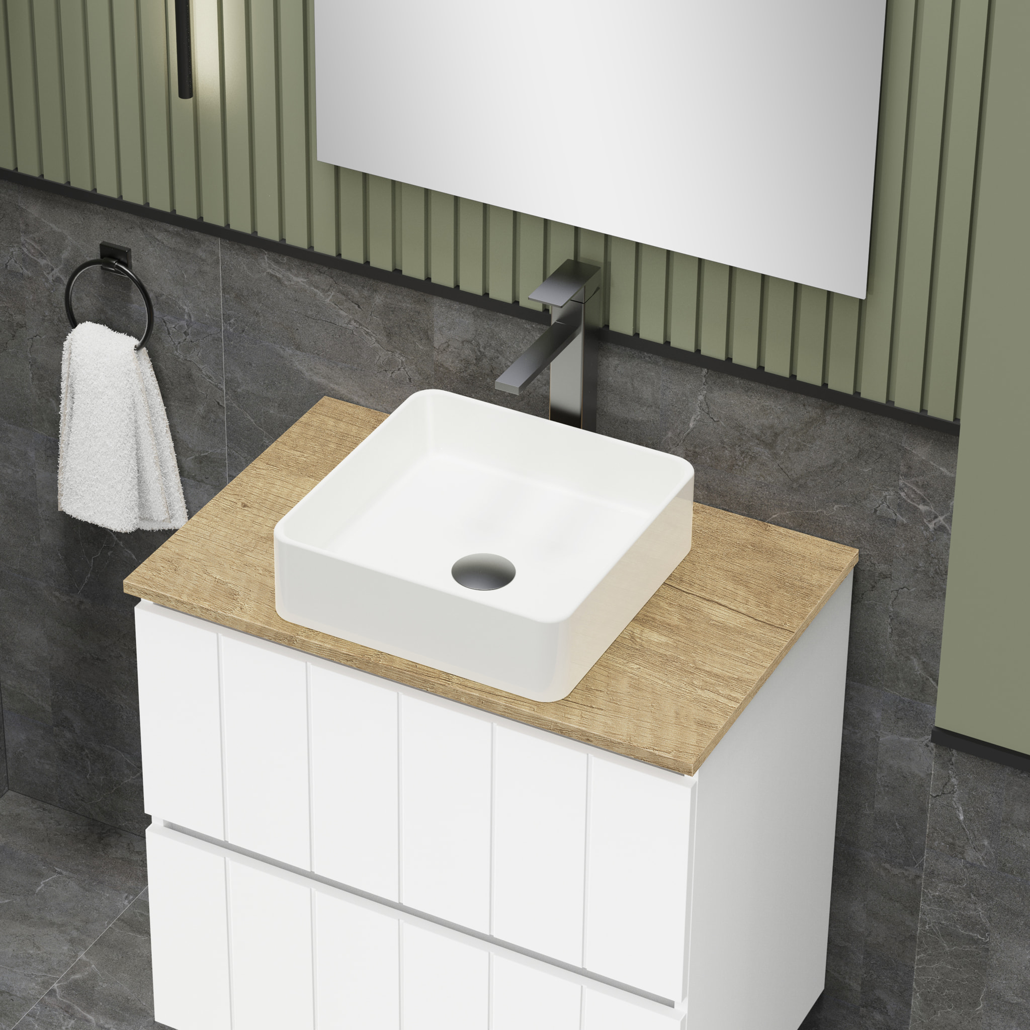 Conjunto de baño LAND Alday, 70 cm, Blanco