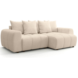 Canapé d'angle convertible réversible 4 places avec coffre de rangement en tissu chenille - RIVOLI