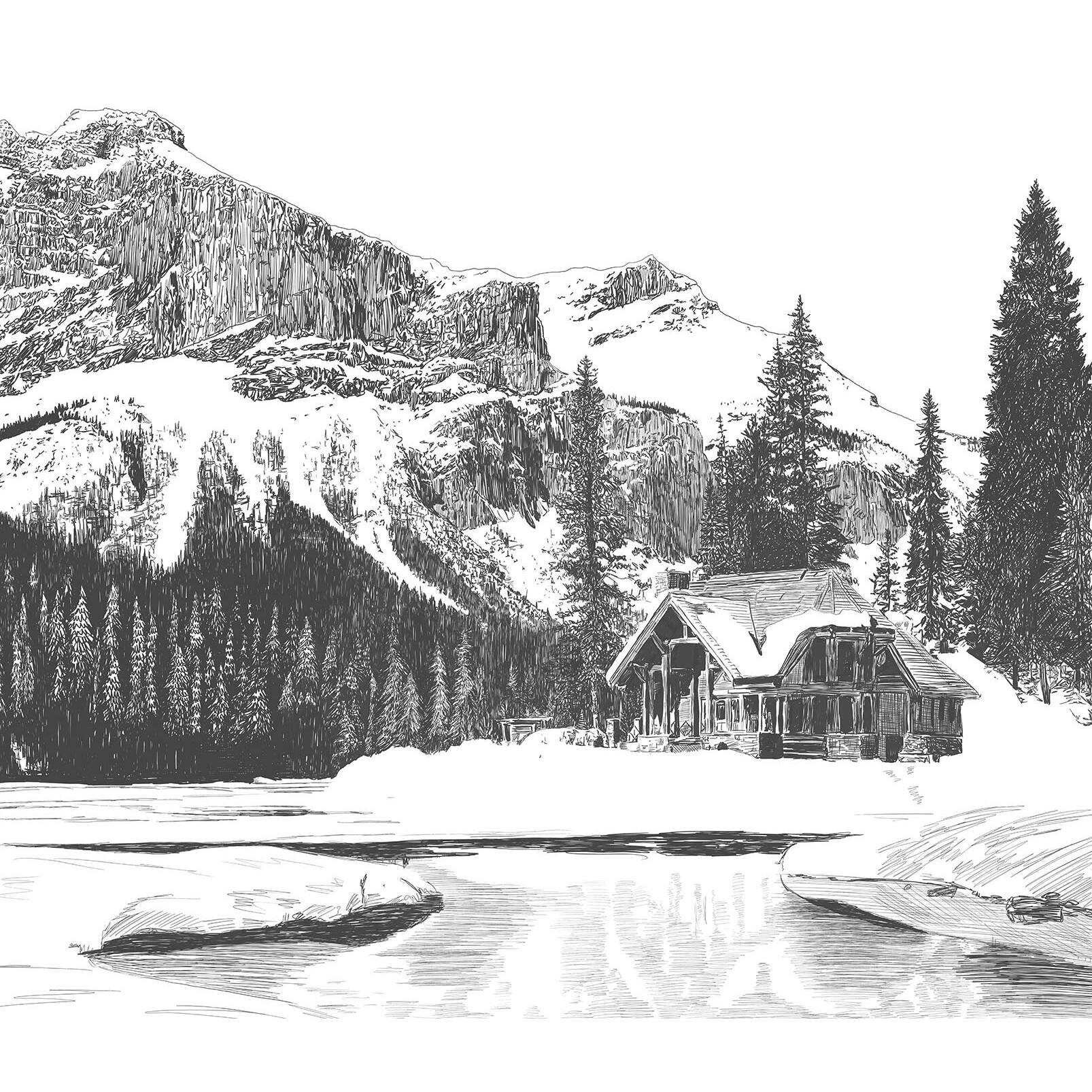 Papier peint chalet Intissé