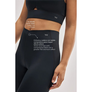 Leggings sportivi lunghi neri a compressione per pancia piatta