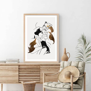 Affiche dessin ""ballerines"" Affiche + cadre en bois - Chêne