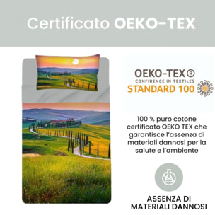 INTRECCI Set Lenzuola Singolo in Cotone, Stampa Alta Qualità, Lenzuolo Sotto + Lenzuolo Sopra + 1 Federa, Comfort, Morbidezza, per Pelli Sensibili, non Stringe in Lavatrice. Fantasia: Spring Dogs