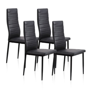 Pack 4 sillas de comedor Niza símil piel Negro