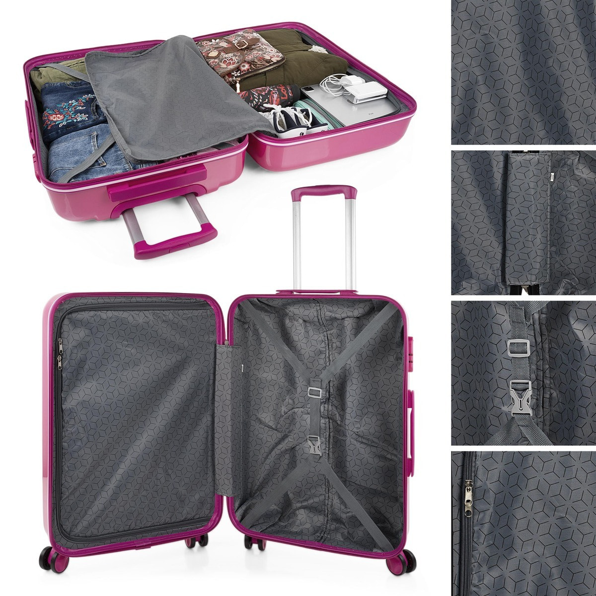 Juego De Maletas Pc Itaca Base Fucsia Fucsia Unicornios