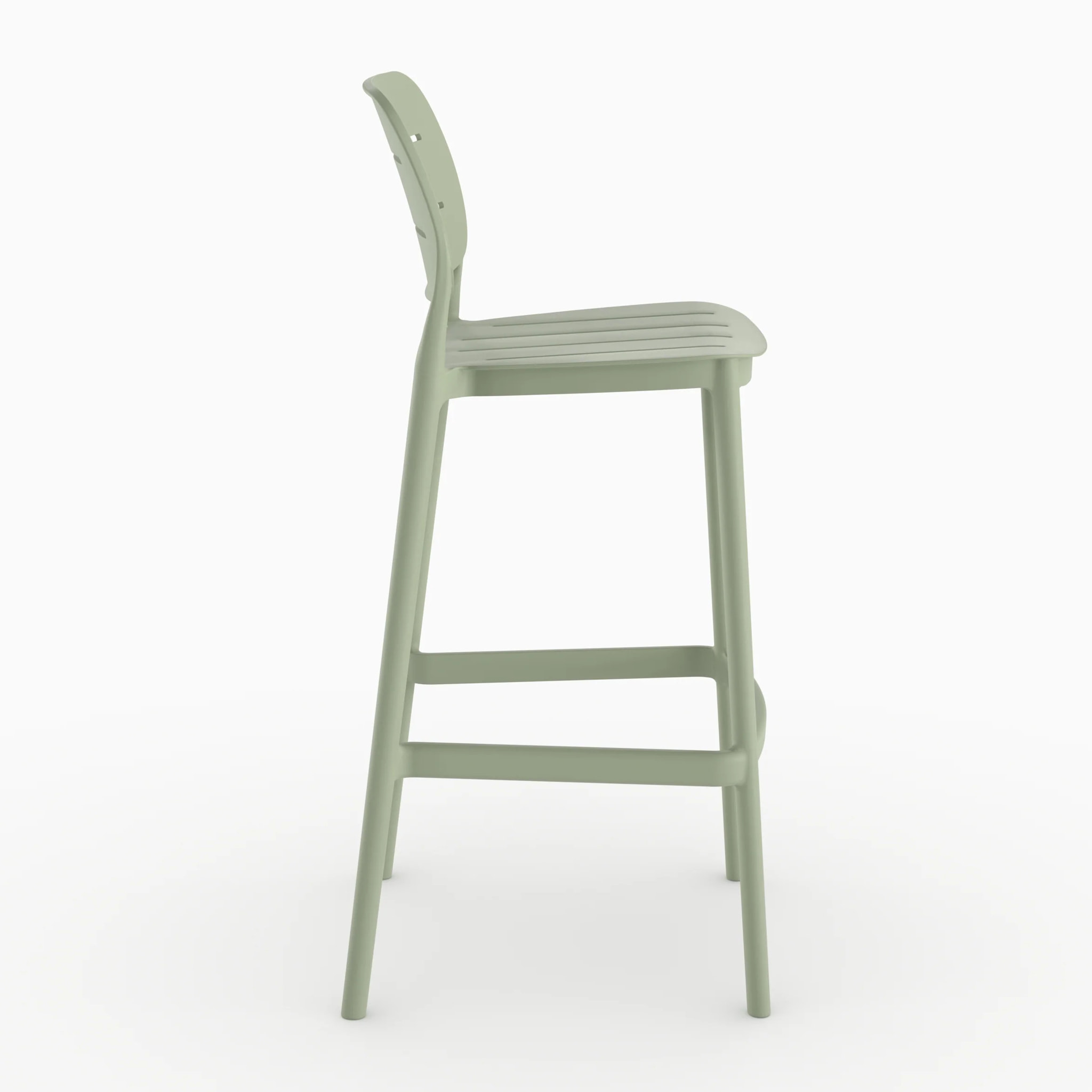 Lot de 2 chaises de bar de jardin 75 cm en plastique vert pastel - Lola