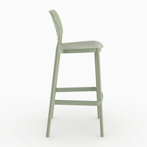 Lot de 2 chaises de bar de jardin 75 cm en plastique vert pastel - Lola