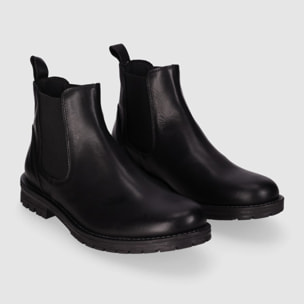 Botines de Piel - Negro - Tacón: Bajo