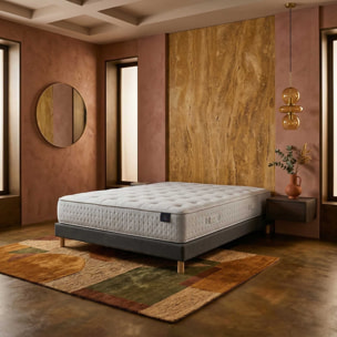 Ensemble matelas ressorts ensachés SÉLÉNÉ 2, accueil latex, H26 cm, sommier gris foncé