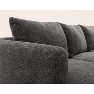 Gabin - Canapé d'angle droit 5 places en velours texturé - Gris