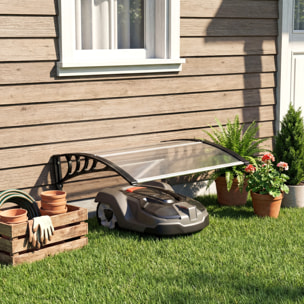 Marquise auvent robot-tondeuse - abri de jardin robot-tondeuse - noir transparent