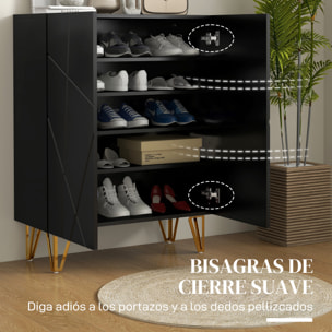 Mueble Zapatero Moderno Zapatero de Entrada Recibidor con Estantes Ajustables Cierre Suave para 15-20 Pares de Zapatos Zapatero Estrecho para Pasillo 72x31,5x95 cm Negro