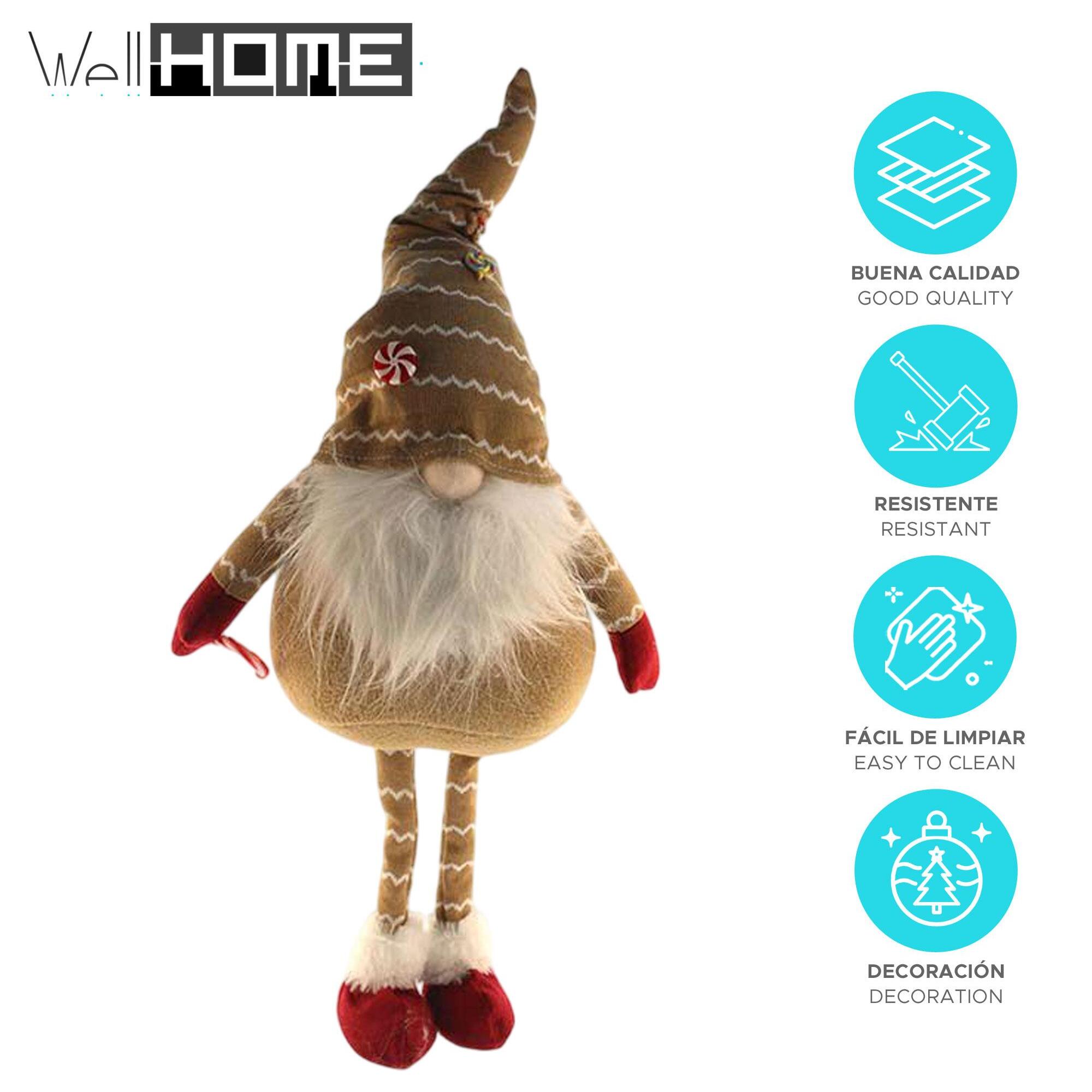 Gnomo de pie decorativo navideño con sombrero, diseño nórdico original