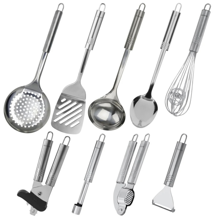 Ensemble de 9 ustensiles de cuisine inox Fackelmann Ovale