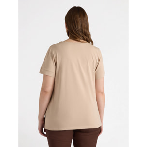 Fiorella Rubino - T-shirt con scritta e nappine - Beige