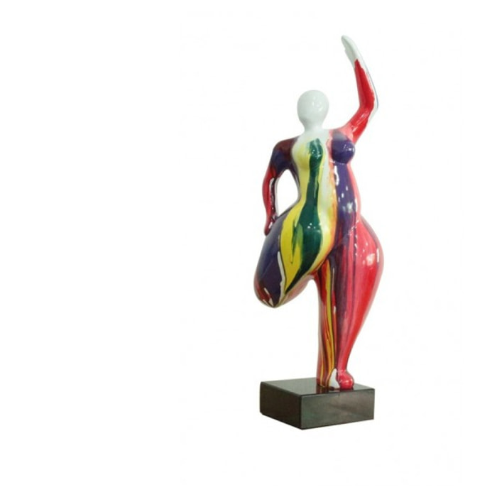 Statue femme ronde en résine multicolore H60cm - BALERINA 04