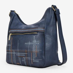 Bolso bandolera azul con bordado