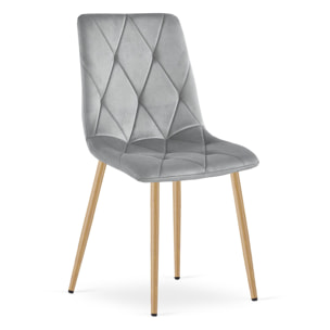Set di 2 sedie Libra in velluto grigio chiaro e metallo effetto legno