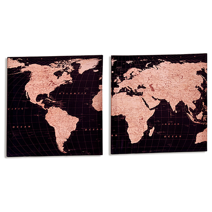SET 2 LIENZOS 40X40 CM MAPA DEL MUNDO SURT 2