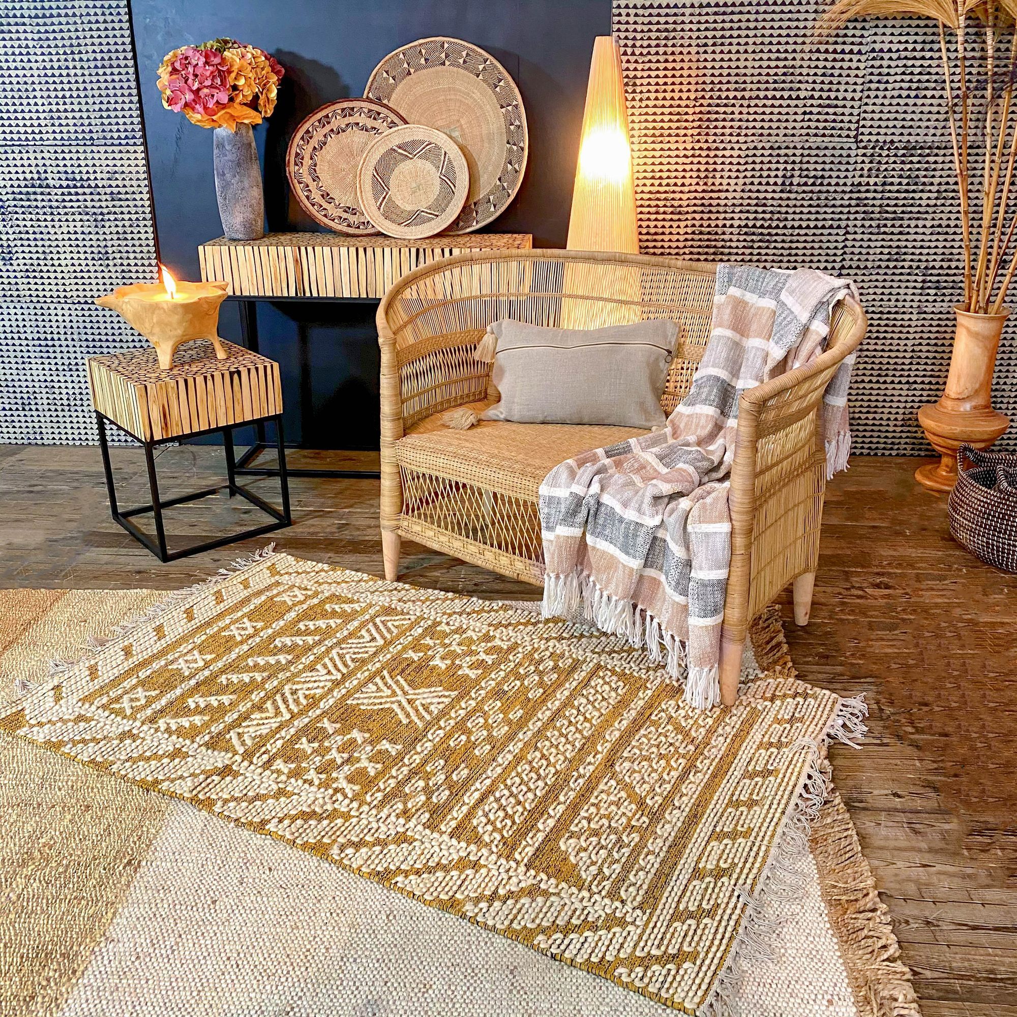 Tapis en laine et coton safran 90x150cm  TOKAT