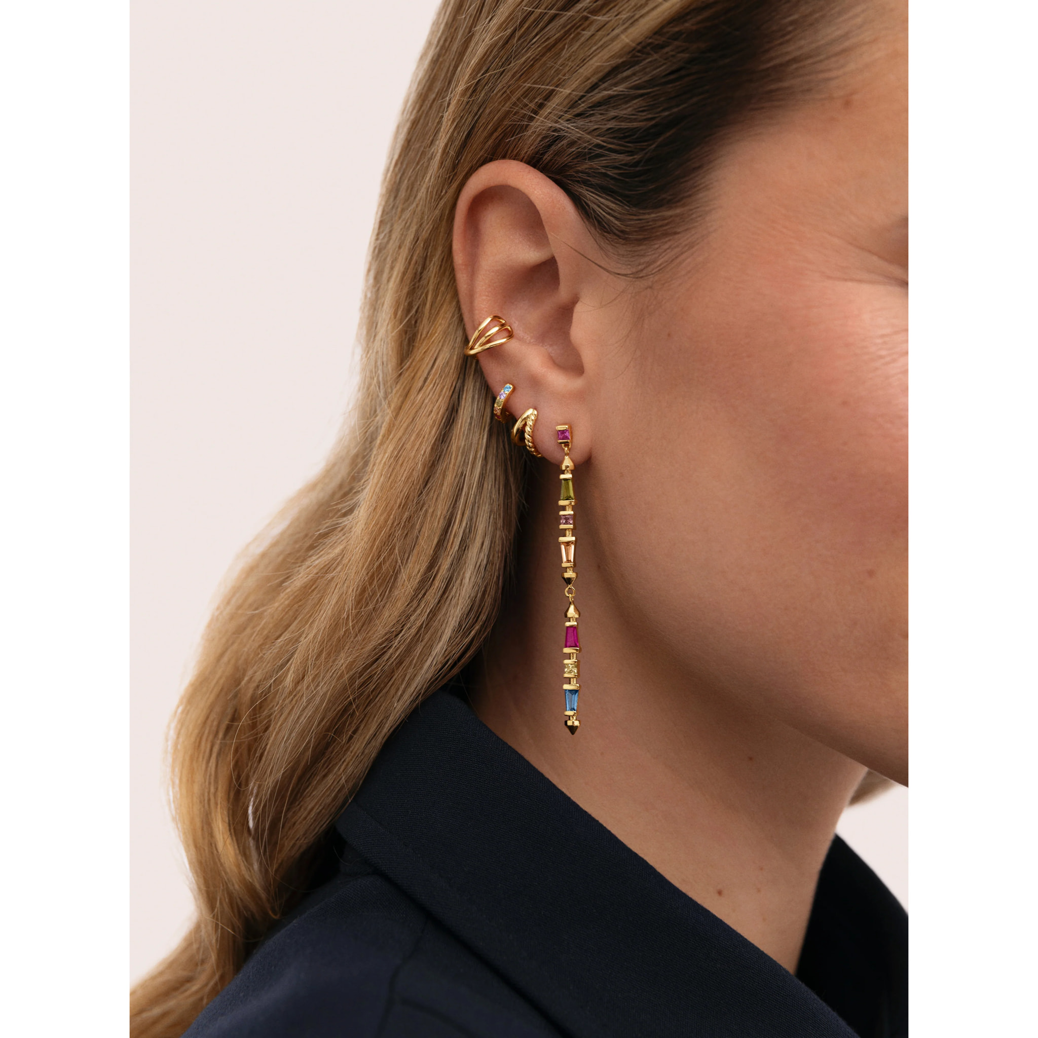 Pendientes Long Iris Colors Baño Oro