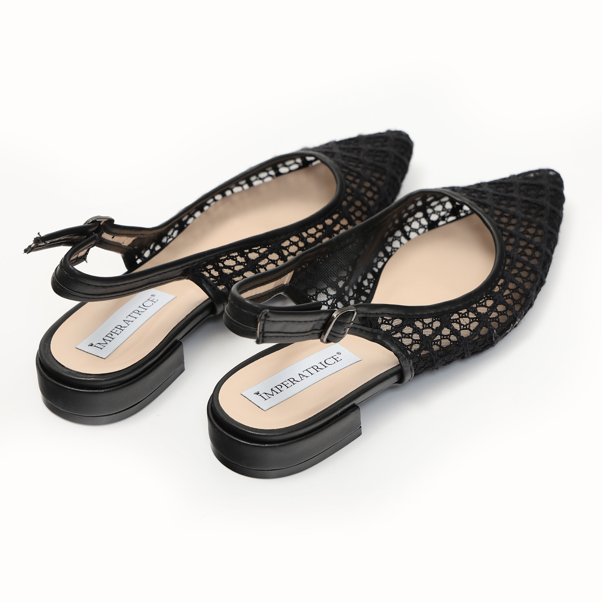 Ballerine slingback in rete ricamata