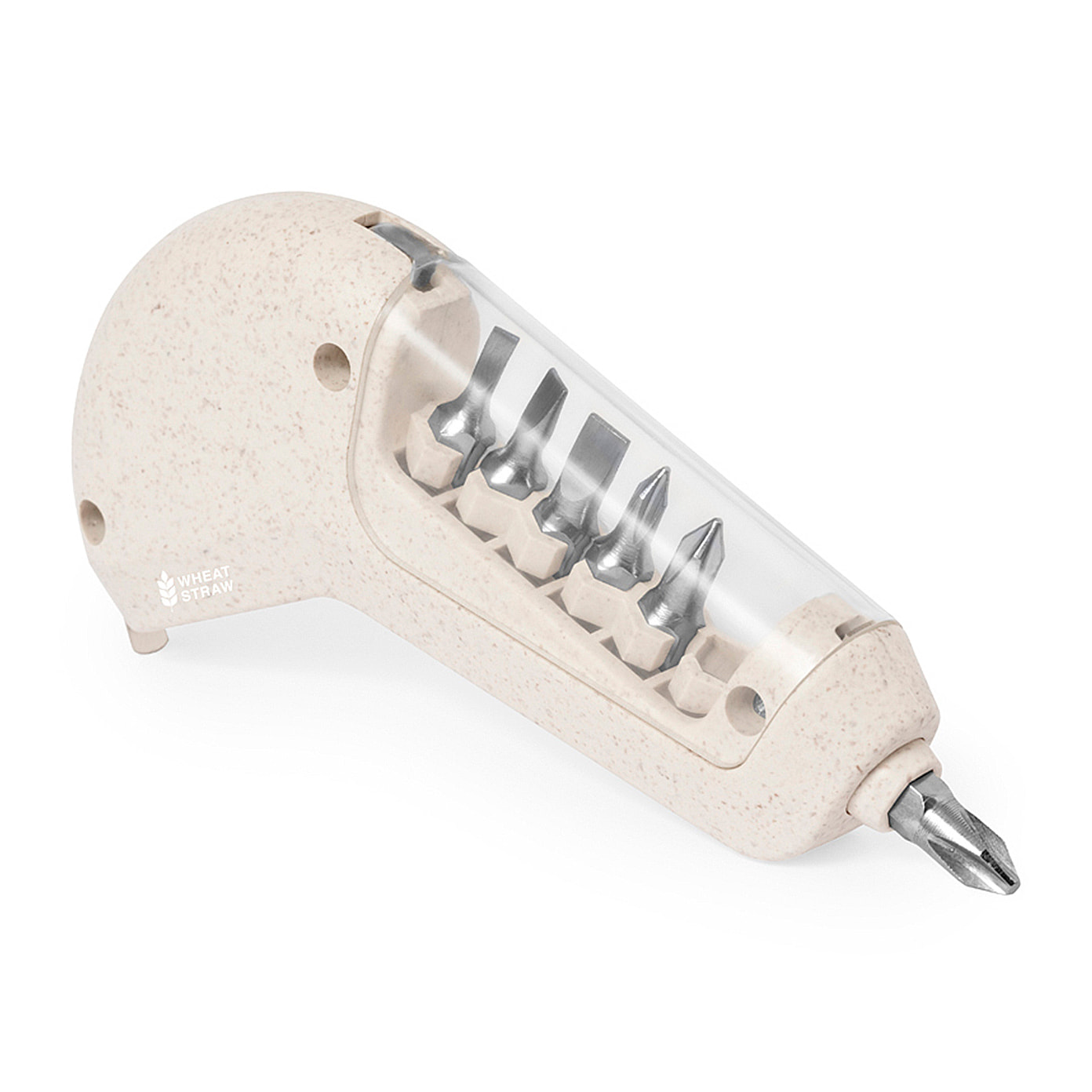 Misuratore a nastro multistrumento Drankil in paglia di grano con 6 funzioni, metro da 1m e cacciavite con 6 punte.