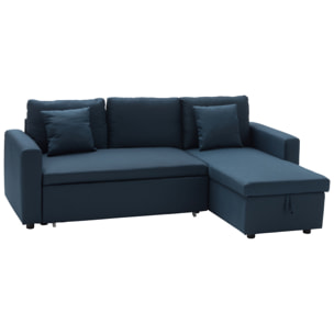 Canapé d'angle convertible CLARK 3 places bleu