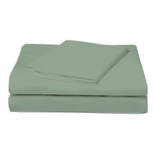 COMPLETO LENZUOLA UNA PIAZZA E MEZZA COL.SALVIA 60 FILI TINTA UNITA H.30