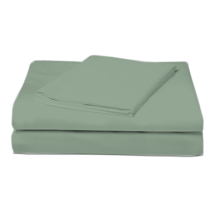 COMPLETO LENZUOLA UNA PIAZZA E MEZZA COL.SALVIA 60 FILI TINTA UNITA H.30