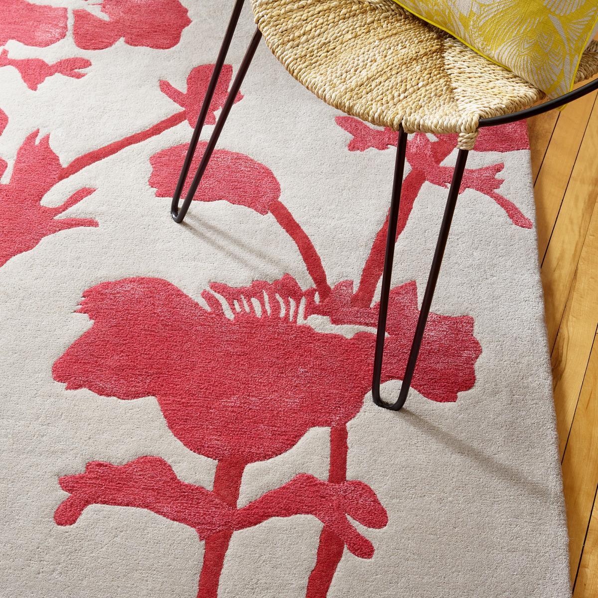 Tapis salon et chambre fait à la main en laine motif floral KAMA