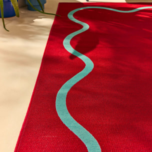 POSITANO - Tapis intérieur/extérieur à motif wavy bordeaux