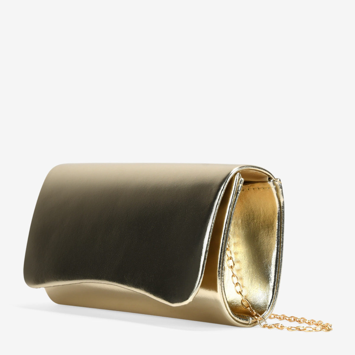 Bolso de fiesta dorado con solapa