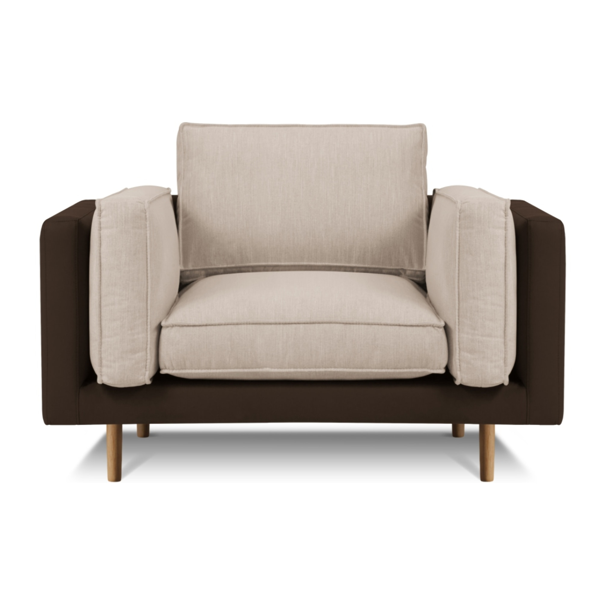 Fauteuil "Christian" imitation cuir beige foncé,marron