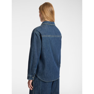 Elena Mirò - Camisa de denim con tachuelas - Azul