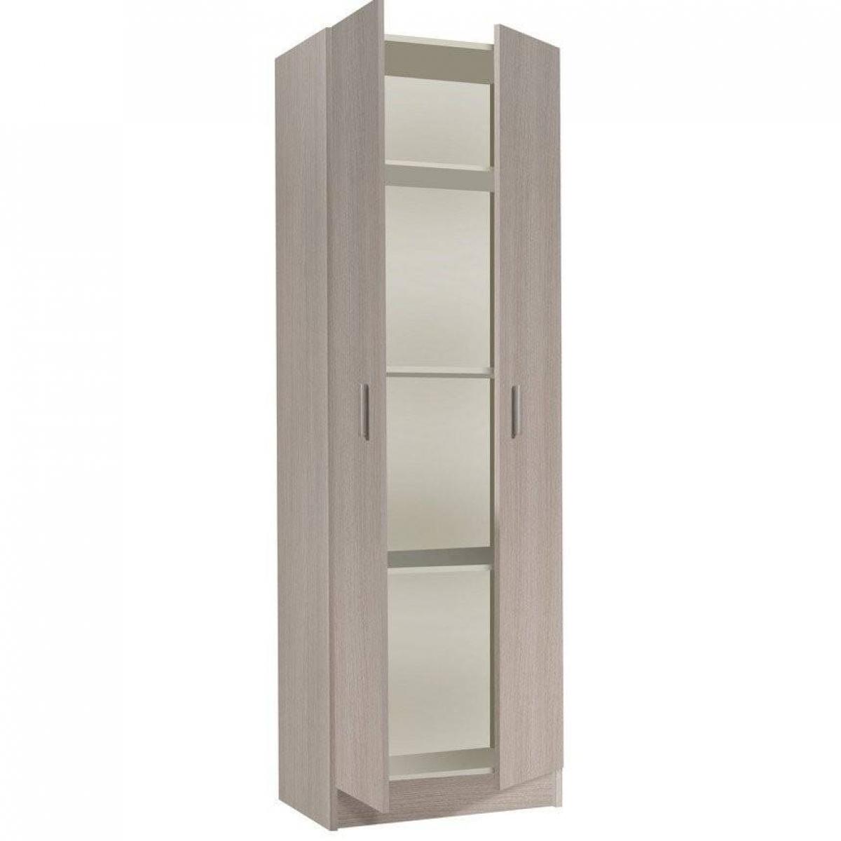 Armadio multiuso Salem, Mobile ausiliario a 2 ante, Portascarpe con 3 ripiani, Scarpiera alta moderna, cm 59x37h180, Rovere