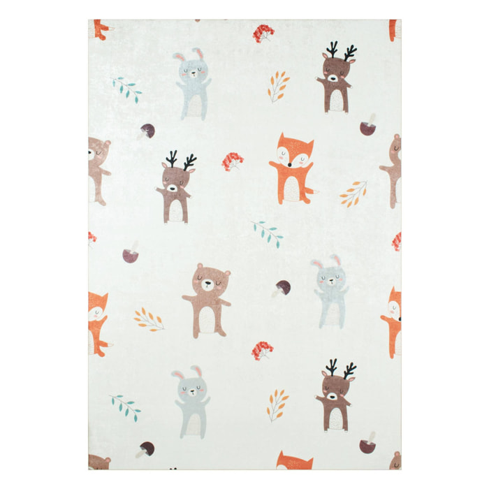Tapis intérieur enfant blanc imprimé animaux RAVON